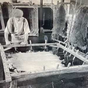 Skins were also chromed while pegged out. Chrome salts are used in tanning and produce soft leather suitable for coats and gloves Photo: Alan Hooper